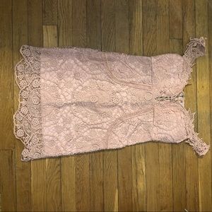 dusty rose/mauve lace dress with rustic zipper